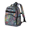 thumbnail image 2 of Multicolor Ethnic Paisley and Floral Pattern Backpack for School,Cute School Bag,Schoolbag with Adjustable Shoulder Straps & Padded Back,15.25"x11.5"x5.25", 2 of 3