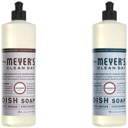 Mrs. Meyers Clean Day Liquid Dish Soap, 1 Pack Lavender, 1 Pack Snowdrop, 16 OZ each