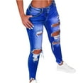 thumbnail image 4 of Augper Women's High Waisted Ripped Raw Hem Skinny Jeans Distressed Cut Out Pants, 4 of 4