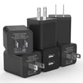 thumbnail image 1 of Cargador de pared USB iGenJun de 2,4 A con doble puerto USB, paquete de 6 unidades, negro, 1 of 8