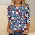 thumbnail image 2 of Womens Tops Plus Size Floral 3/4 Sleeve T-Shirt Dressy Casual Tunic Crewneck Basic Tee Shirt Blouse, 2 of 5