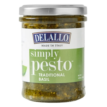 DeLallo Pesto Sauce, Traditional Basil Paste, Non-GMO, Made in Italy, 6.35 oz Jar