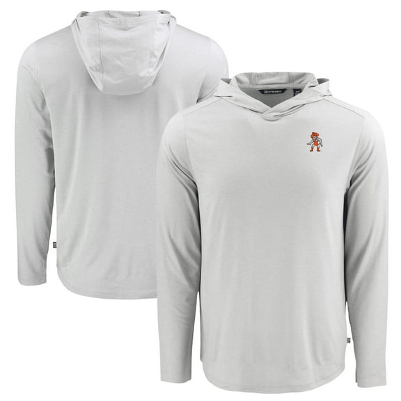 Men's Cutter & Buck Gray Oklahoma State Cowboys Coastline Epic Comfort Eco Recycled Long Sleeve Hoodie T-Shirt
