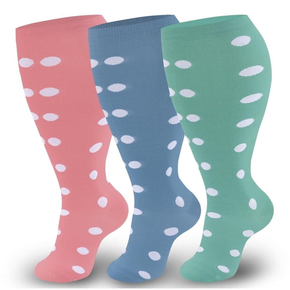 XmhyTop 3Pair Value Set Plus Size Non-Binding Wide Calf Compression Socks for Women & Men, Premium Circulation Support Socks Ideal for Running, Fitness & All-Day Standing, 2XL, T13