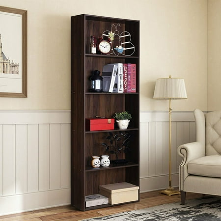5 Shelf Storage Bookcase Stand Modern Multi Functional Display