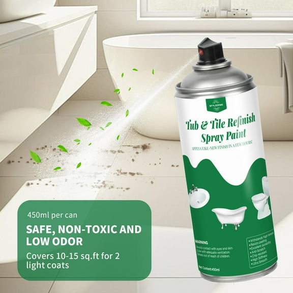 1PCS White Tub and Tile Spray Paint - Water-Based Low Odor Bathtub Refinishing Paint with Porcelain-Like Finish for Bathtubs, Countertops, Tiles & Ceramics