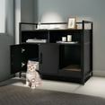 thumbnail image 2 of Demi Bonn 35" Hidden Cat Litter Box Enclosure Furniture, Cat Washroom with Cat Scratcher, 2-Door Cat House, Metal Frame, Wooden Litter Box Furniture, Black, 2 of 7