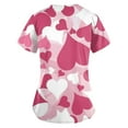 thumbnail image 3 of TIMIFIS Red Scrub top Women Print Short Sleeve V-Neck Tops Working Uniform Printing Pocket Blouse Tops with Pockets-Red - Spring, 3 of 3