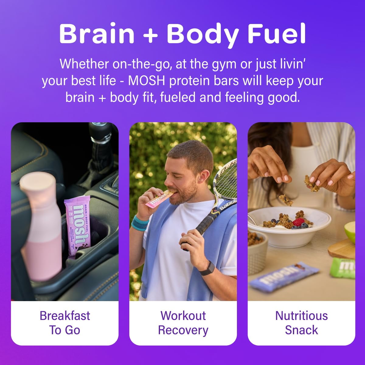 MOSH Variety Pack Keto Protein Bars, High Protein, Gluten Free, Low Carb, Healthy Snack with Ashwagandha, Lion's Mane, and Collagen, 6 Count RED4