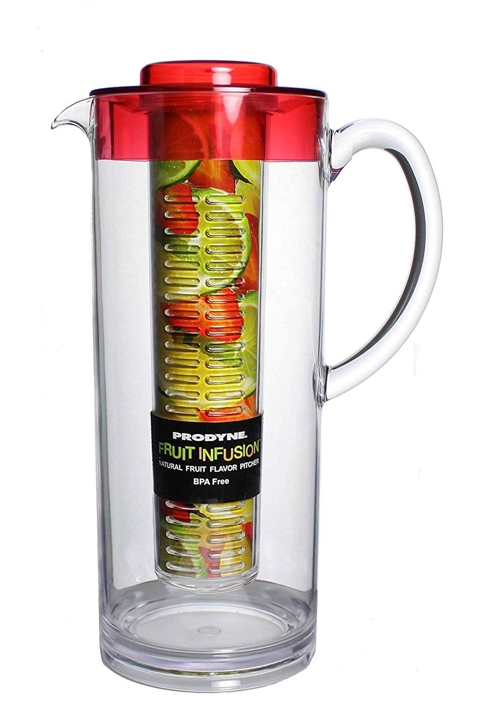 Prodyne Trim Fruit Infusion Pitcher, 60 oz, Red