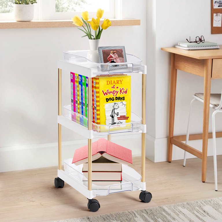 CAMPMOY 3 Tier Storage Cart, Rolling Stackable Multifunction