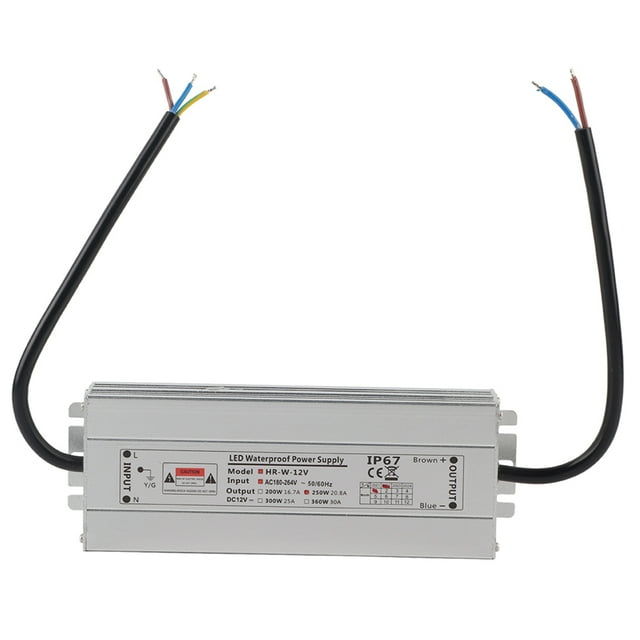 Fuente de alimentación LED a prueba de agua - 12V/24V 250W Fuente de alimentación de tira de luz LED IP67 Transformador de controlador LED a prueba de agua(12V 20.8A HRW-12V250W)