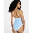 thumbnail image 3 of No Boundaries Sporty Stripe One-Piece Swimsuit, Women’s XXS-XXL, 3 of 5