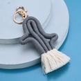 thumbnail image 3 of Keychain Cactus Handmade Portable Bohemian Style Keys Wallet Knitted Key Ring Tassel Metal Clasp Holder Accessory Keys Wallet Cellphone Grey, 3 of 9