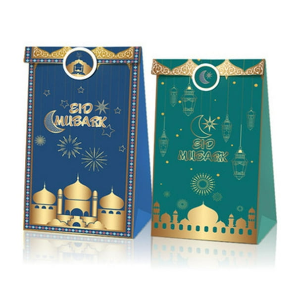 100 Pezzi Eid Mubarak Sacchetti Festa, Eid Mubarak Sacchetti per Caramelle con 100 Lacci Dorati, Decorazione per Eid Mubarak, Ramadan Sacchetto Regalo Per Ramadan E Eid Mubarak Decorazione