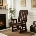 thumbnail image 6 of Fortune Candy Wood Patio Glider with High Back and Deep Contoured Seat for 1 Person, for Outdoor Patio Garden, Deep Brown, 6 of 8