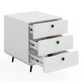 thumbnail image 4 of Gzxs Nightstand with 3 Drawers, White Metal Storage Bedside Table with Round Knobs, 17.71"L x 15.74"W x 19.69"H, 4 of 8