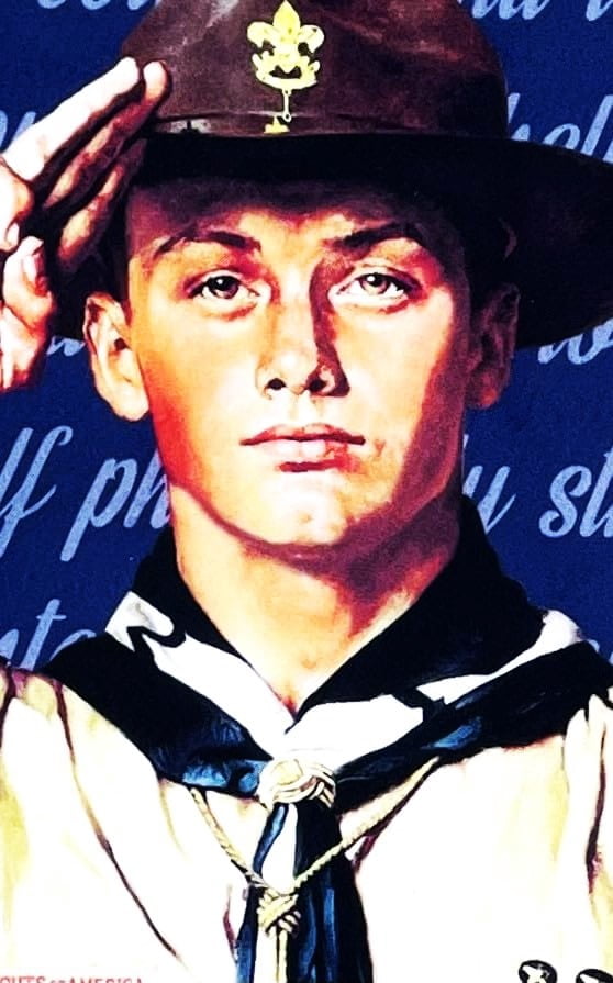 Boy Scout Knots & Badges Norman Rockwell "We Have a Job to Do" Felt Fabric Banner Wall Hanging - 35" X 44"