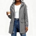 thumbnail image 3 of justHIGH Lined Light Rain Jacket Women Packable Long Raincoat with Hood Drawstring Waisted Waterproof Windbreaker Lightweight Outdoor Trench Coat Gray,M, 3 of 7