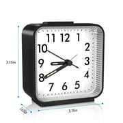 AMIR Alarm Clock, Silent Non Ticking Clock Travel Alarm Clock with Snooze & Light Alarm Clock for Bedroom Bedside Kids Elderly Black