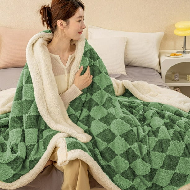 Manta de franela para la siesta | 70 x 100 cm, suave poliéster | Colores rosa, verde, gris y café | Ligera y plegable para sofá, cama y oficina | Manta para la siesta de verano
