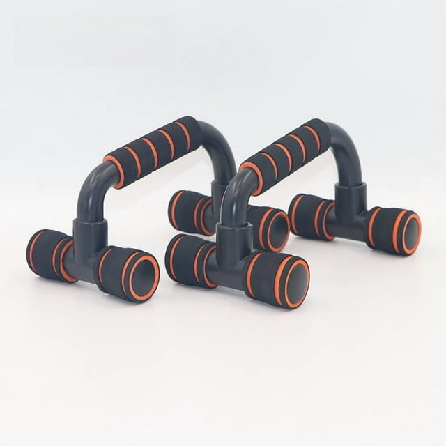Home Fitness H-Shape Push-Up Bars with Foam Support - Versatile Chest & Abdomen Training Equipment, Durable, Easy Assembly, Compact & Portable for Home Workouts (Orange & Black)