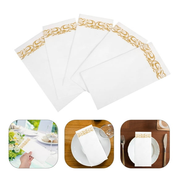PAMINGONO 25Pcs Decorative Party Paper Napkins Golden Color Highly Absorbent for Tabletop Use