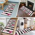 thumbnail image 5 of Runner Rug 2'x6', Pink Roses Washable Non-Slip Hallway Runner Rugs, Romantic Flowers Leaves Floral Black Stripes Bedside Rugs Floor Mats Carpet Runners for Kitchen Bathroom Laundry Room, 5 of 8
