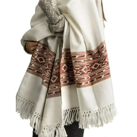 Lambswool Handmade Women Fashion Oversized Large Scarf Shawl Wrap White...