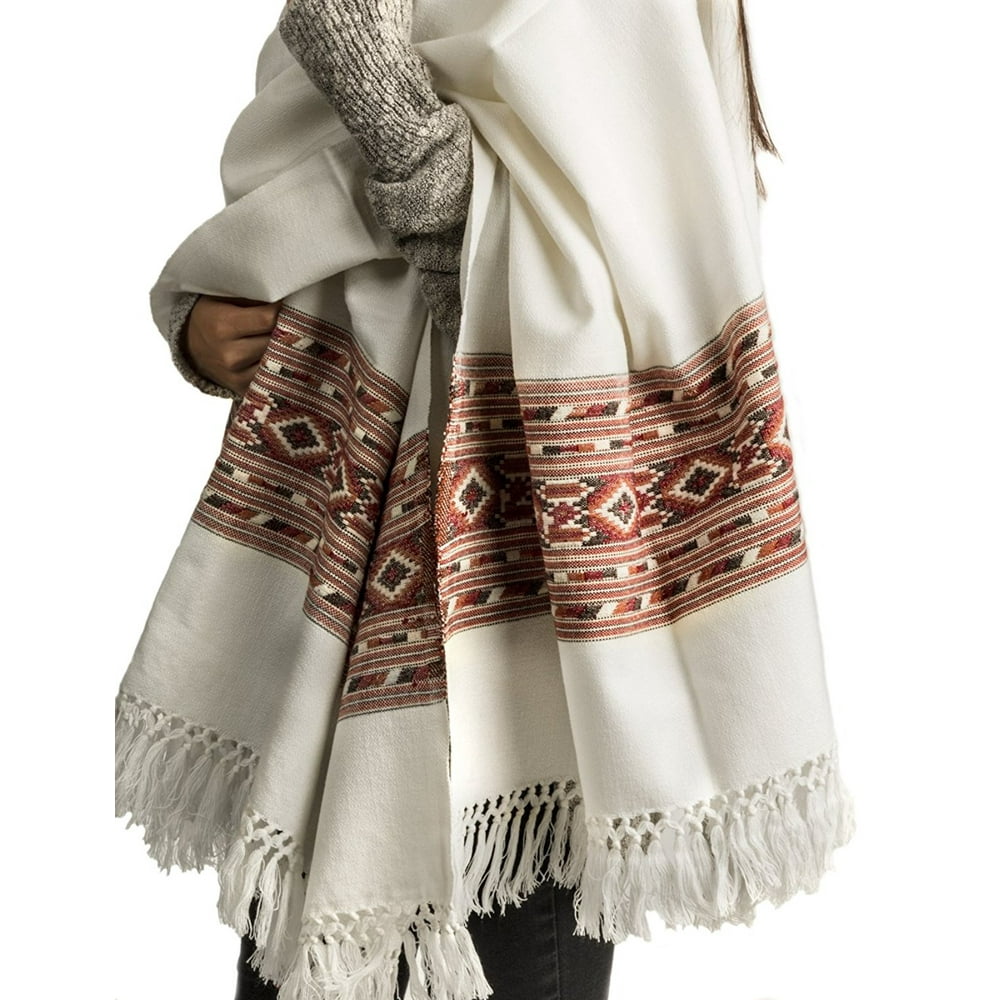 Tribe Azure Lambswool Handmade Women Fashion Oversized Large Scarf