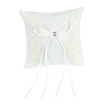Worgeous 15 *15cm Floral Ring Pillow Wedding Decorations Pearl Petal Bride White