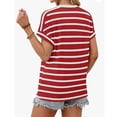 thumbnail image 4 of Wowcloth Womens V-Neck Striped Top, Fashion Casual Loose Fit Short Sleeve Blouse for Daily Wear, 4 of 4