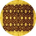 thumbnail image 1 of Ahgly Company Indoor Round Oriental Yellow Traditional Area Rugs, 7' Round, 1 of 4