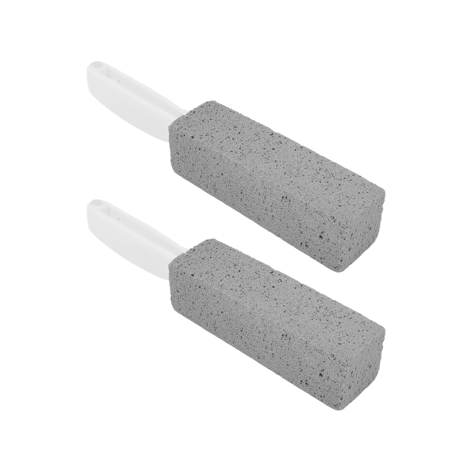 LAZIOEGR 2 Pcs Toilet Pumice Stone Brush Cleaner Scrubber with Handle Long Handle Stain Remover for Tile Bath Kitchen Household Bathroom Deep Cleaning Tool White/Gray 5.3 inches / 13.5 cm