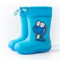 thumbnail image 4 of Kid Rain Boots Children Elastic Lightweight Rain Boots Textured Soles Non Waterproof Puddle Boots Rain Boots Toddler Boy Sky Blue 7 Years-8 Years, 4 of 5