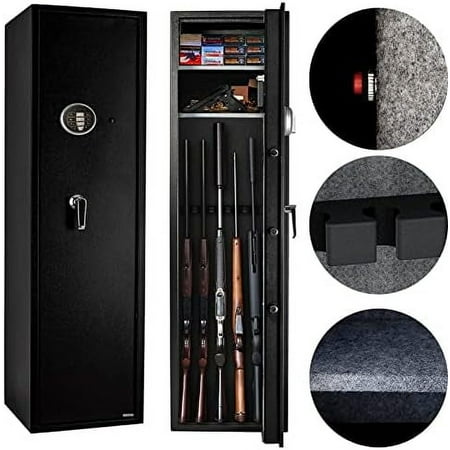 Fast Access Gun Safe Rifle Safe Larger and Durable for 5-6 Gun Shotgun Cabinet (Larger Rifle Safe-Electronic) ...