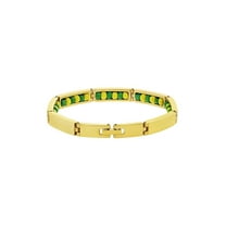 Stainless Steel Gold Tone Green and Yellow Santeria Babalawo Orula Bracelet 7"