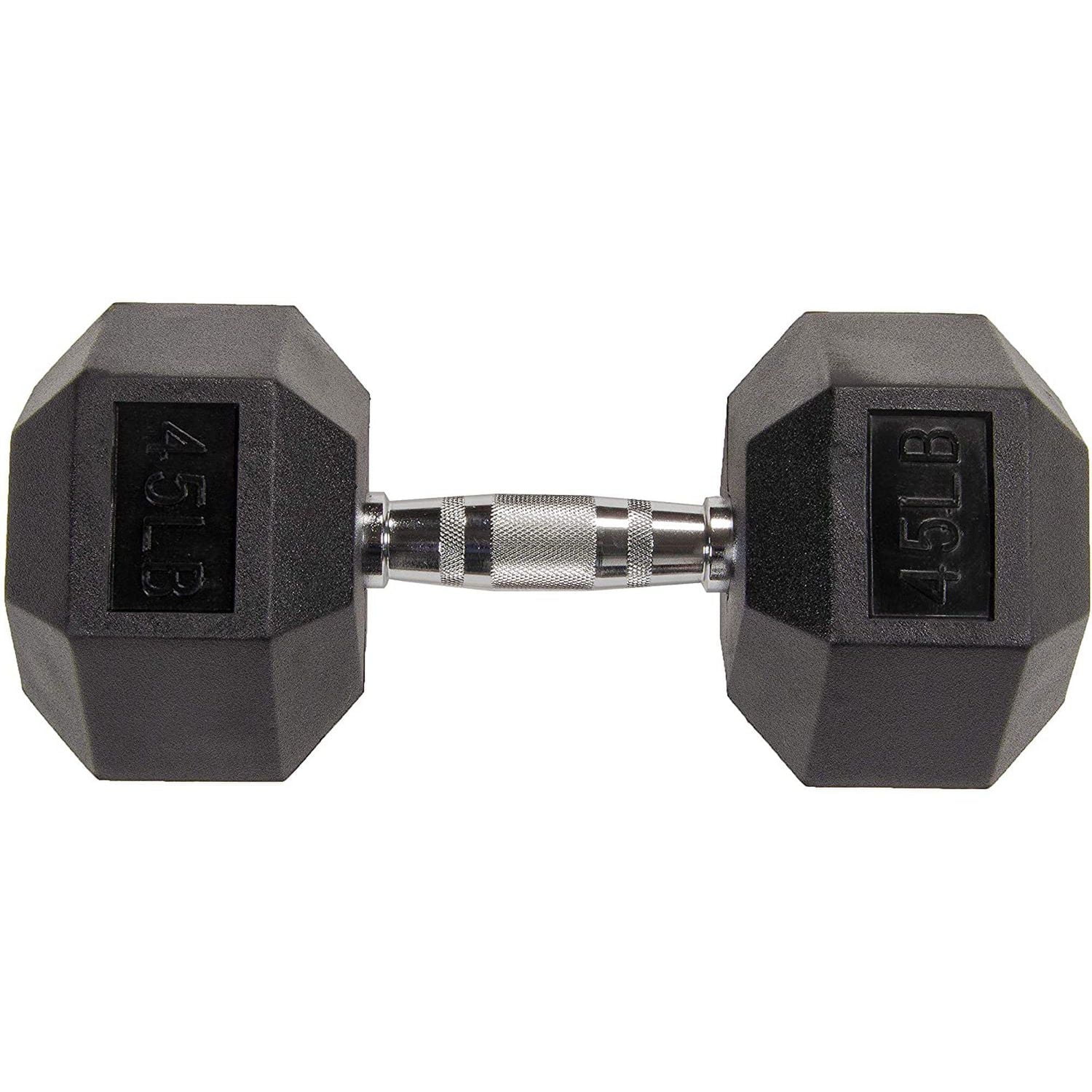 BalanceFrom Haltères hexagonales gainées de caoutchouc, paire de 45 lb, noir