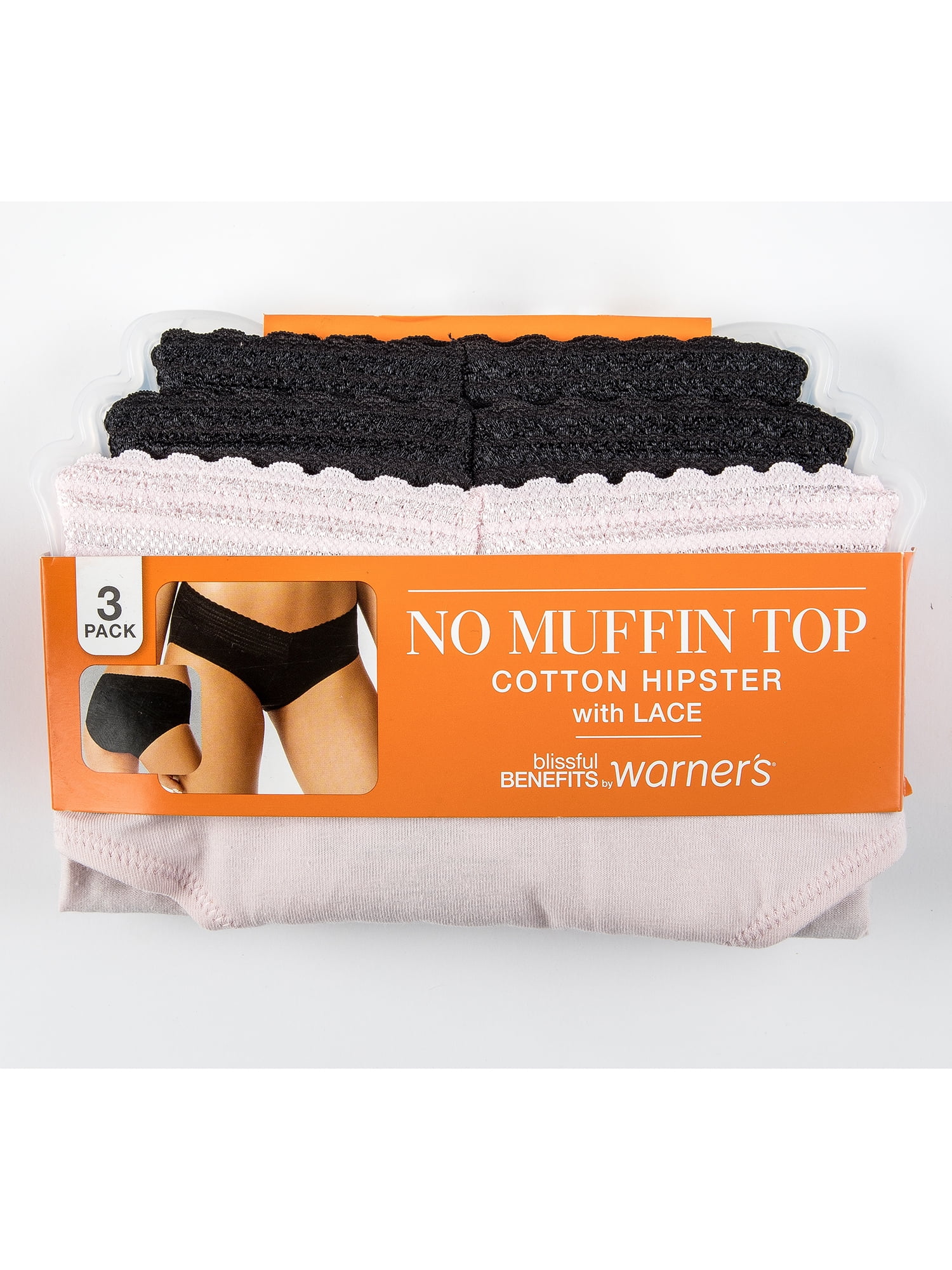 Warner's Women's Blissful Benefits No Muffin 3 Pack Cotton Hipster Panties,  Stone Crystal Web/Platinum/Black, Small : : Clothing, Shoes &  Accessories