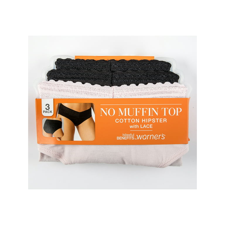 Warner's Womens Blissful Benefits No Muffin 3 Pack Hipster Panties