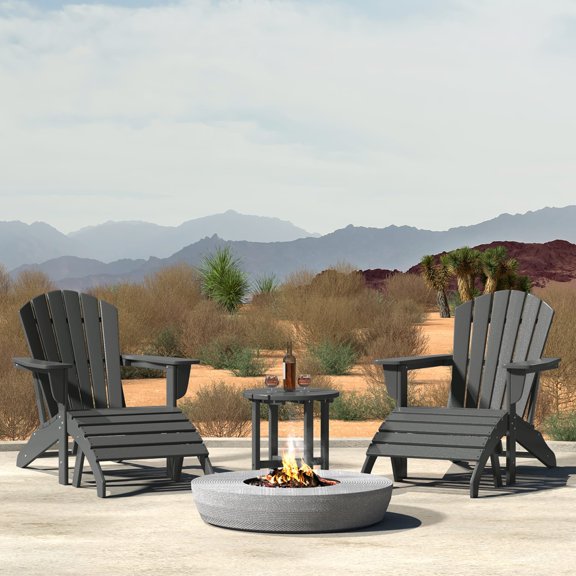 WestinTrends Dylan Outdoor Adirondack Chair With Ottoman And Side Table 5-Piece Set, Gray