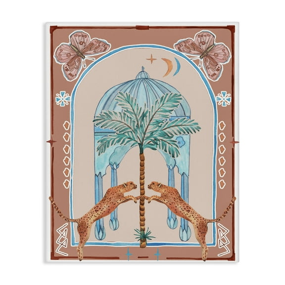 Stupell Industries Traditional Leopards & Palm Tree Animals & Insects Painting Gallery Wrapped Canvas Art Print Wall Art, 16 x 20