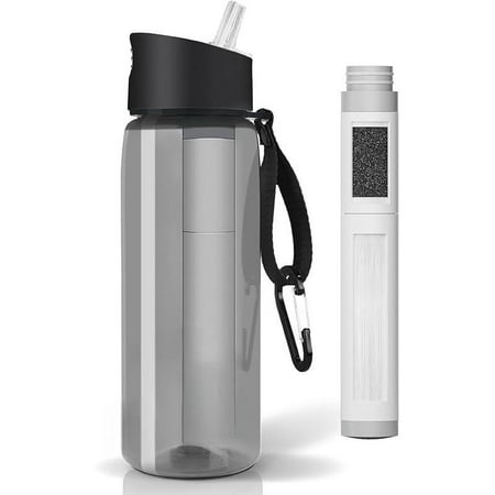

5-stage 0.01 μm ultra-filtration filtered water bottle BPA-free material NSF/ANSI 42 & 372 certified portable water filter bottle for survival camping hiking and emergency use
