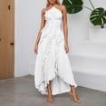 thumbnail image 4 of CAIVO Women Casual Dress Flowy Neck Ruffled Tiered Midi Dress With Smocked Waist For Daily Wear Dating Beach Soft Dailywear, 4 of 9