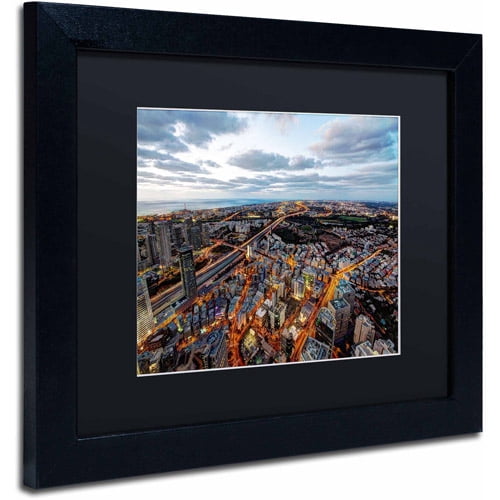 Trademark Fine Art "Tel Aviv - Israel-III" Canvas Art by David Ayash, Black Matte, Black Frame