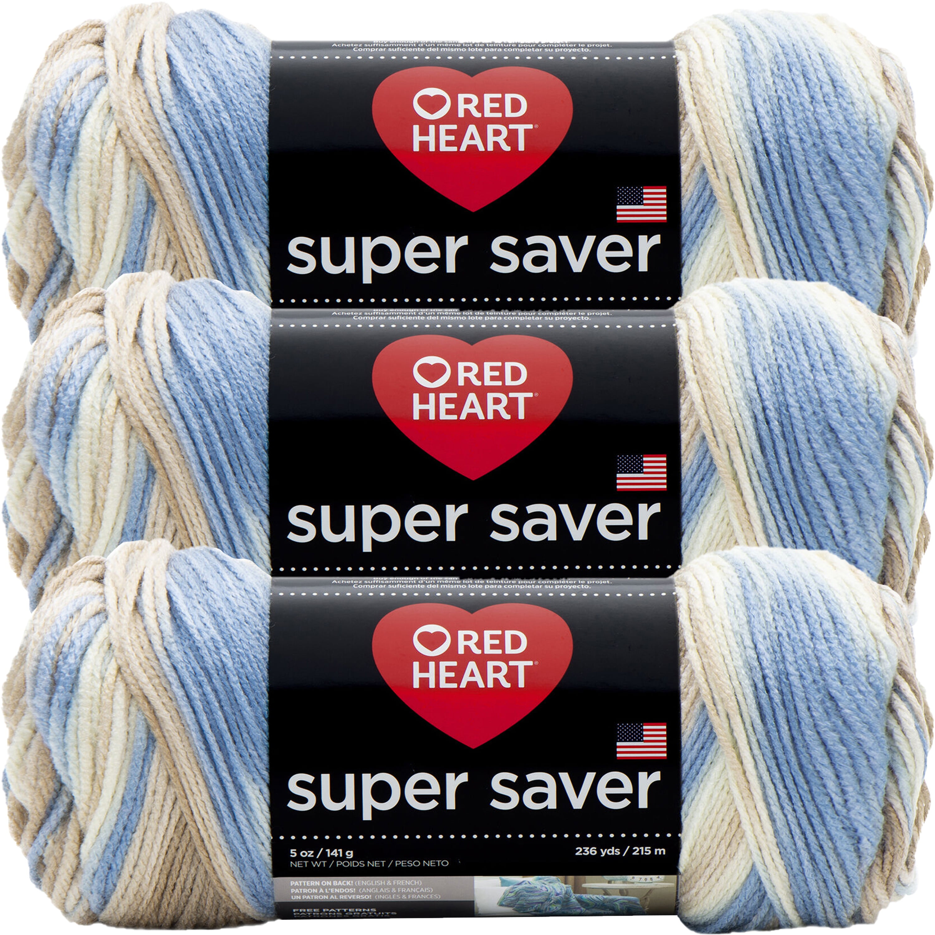 Red Heart Super Saver Yarn-Mirage, Multipack Of 3 - Walmart.com