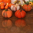 thumbnail image 6 of Plaid Pumpkins Fall Pumpkin for Decor Artificial Pumpkin Fabric Tabletop Decoration, 6 of 7
