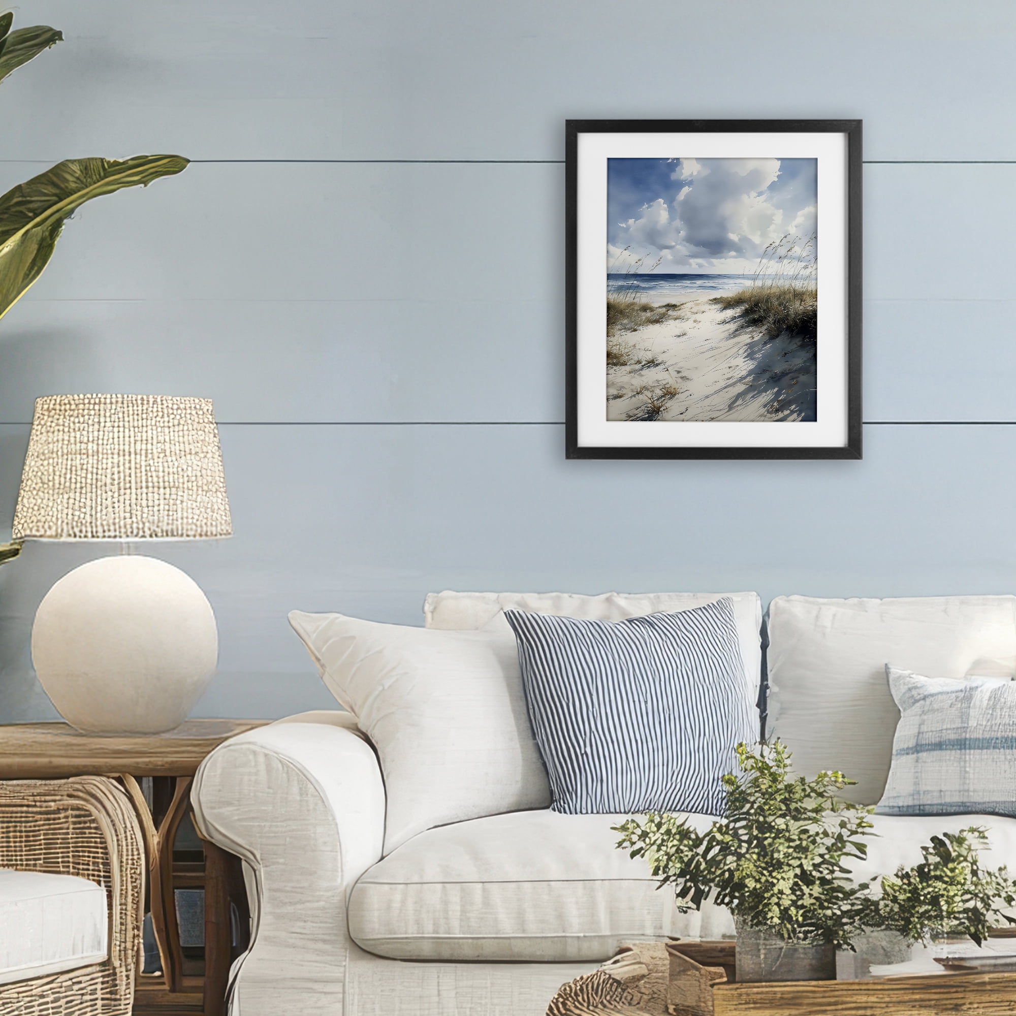 Stupell Industries Dune Beach at Midday Black Framed Print Under Glass, design by Franklyn Gregory