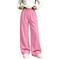 thumbnail image 5 of LIBRCLO Kids Girls Sweatpants Elastic Waist Wide Leg Pants Fleece Baggy Sweatpants Size 7-8 Years, 5 of 6