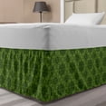 thumbnail image 1 of Sage Bed Skirt, Old Fashioned Pattern with Geometrical Backdrop Mandala Inspired Flowers, Elastic Bedskirt Dust Ruffle Wrap Around for Bedding Decor, 4 Sizes, Fern Green Olive Green, by Ambesonne, 1 of 2